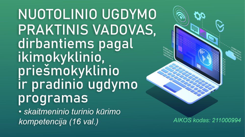 Nuotolinio ugdymo praktinis vadovas, dirbantiems pagal ikimokyklinio, priešmokyklinio ir pradinio ugdymo programas (40 val. 211000994)